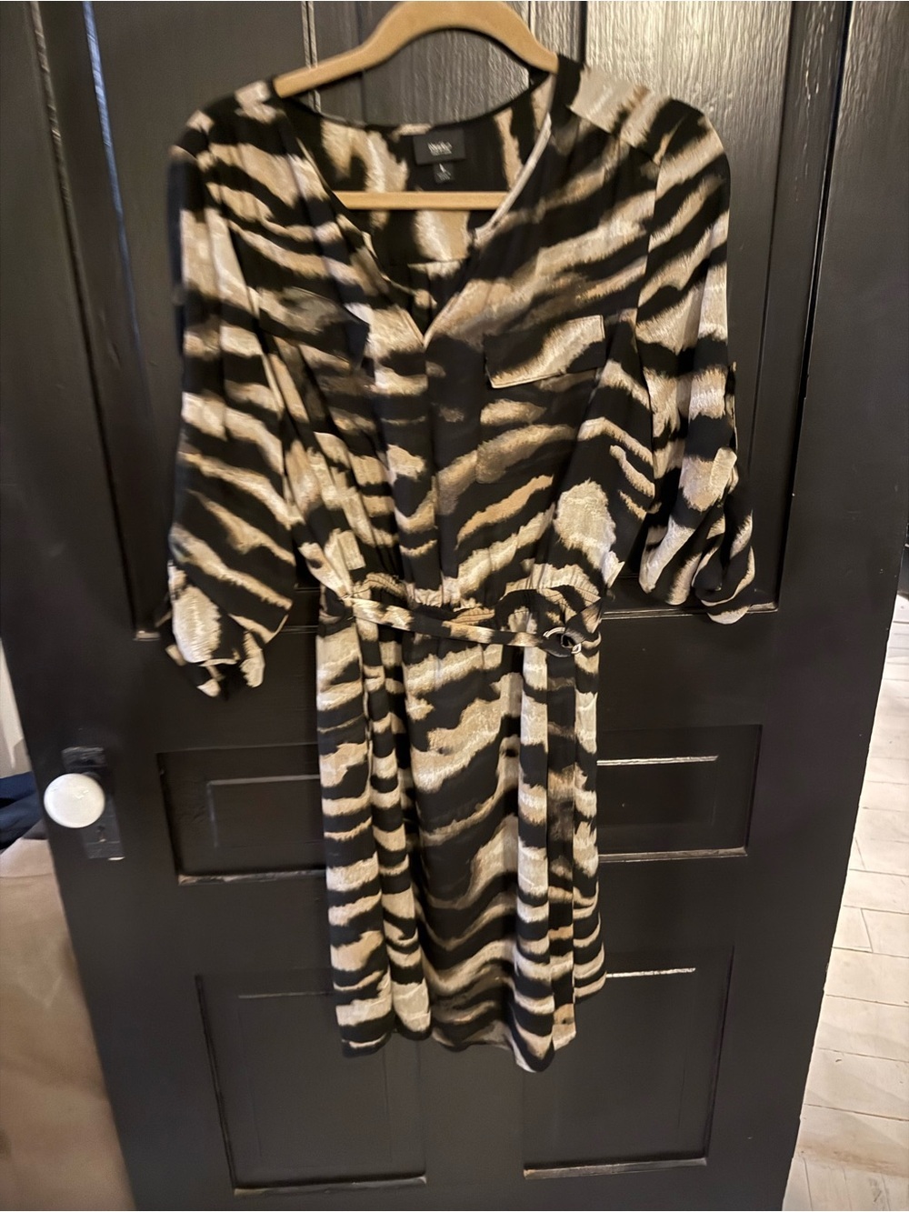 Mossimo Supply Co. Black and Tan Zebra Print Midi Dress